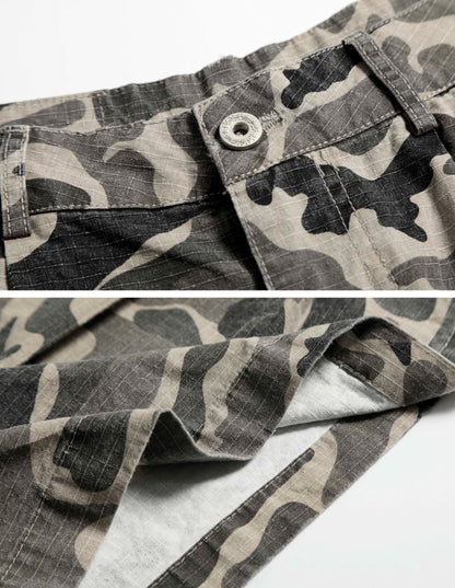 Pura - Pantaloni Cargo Capri Camouflage Ruched Donna Moderni