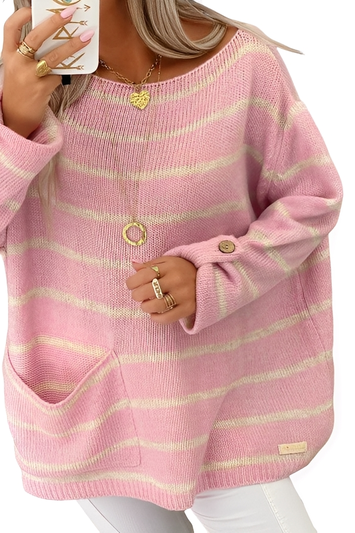 Perla – Maglione a Righe Casual e Ampio da Donna