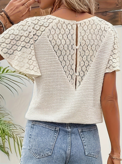 Matilde - Blusa Scollo V Maniche Pizzo Strutturata Donna