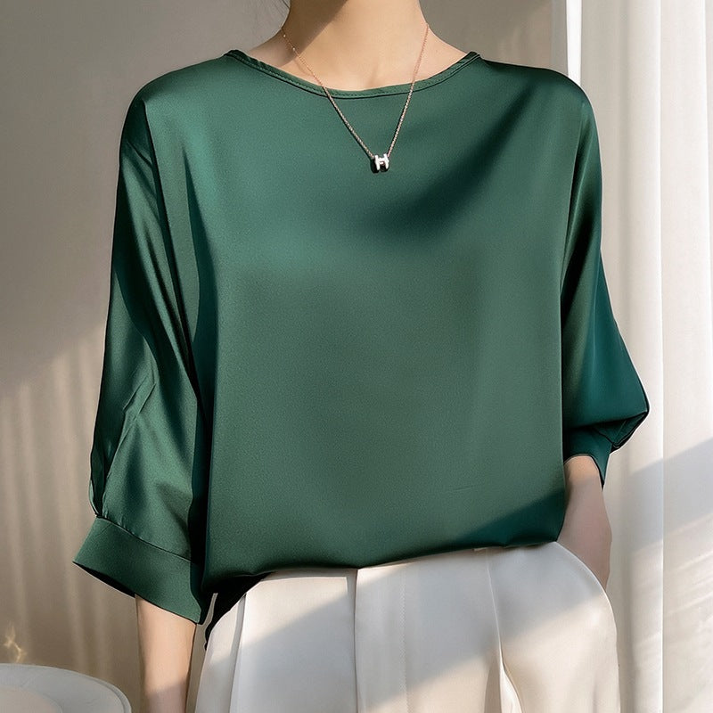 Manuela – T-Shirt Ampia A Maniche Corte Dalla Finitura Lucida E Fresca