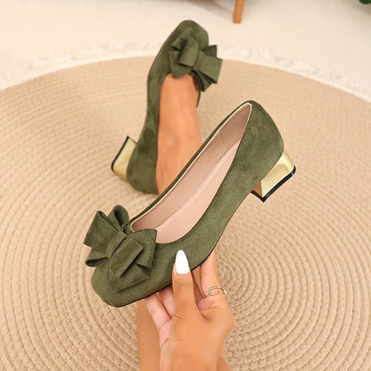 Laura - Pumps Tacco Basso Fiocco Eleganti Donna