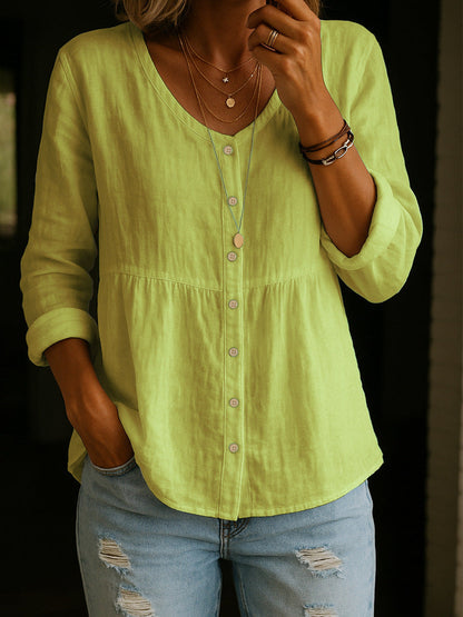 Federica – Camicia Con Scollo A V E Chiusura A Bottoni Classica