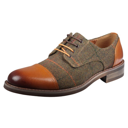 Michele – Oxford Uomo in Pelle Premium con Dettaglio Tweed