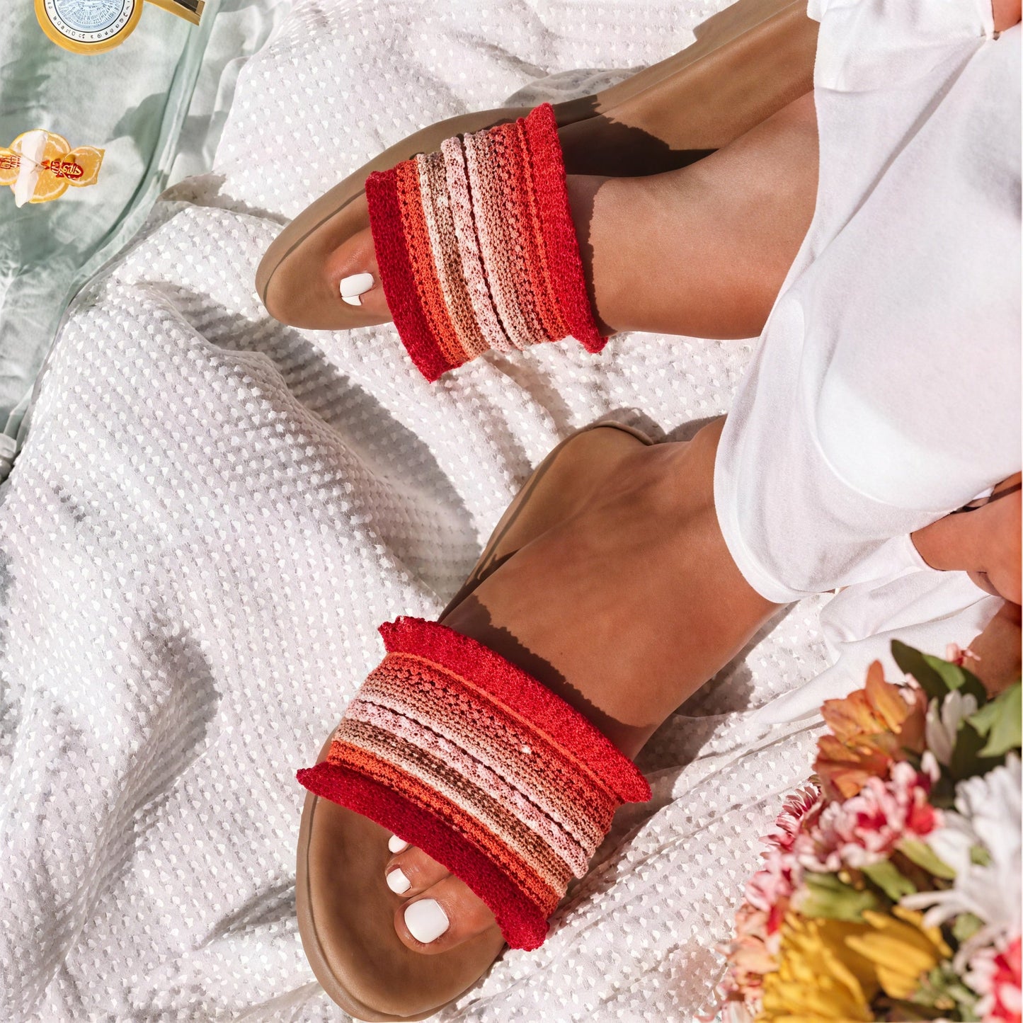 Ottavia – Sandali Slide con Perline e Frange Boho