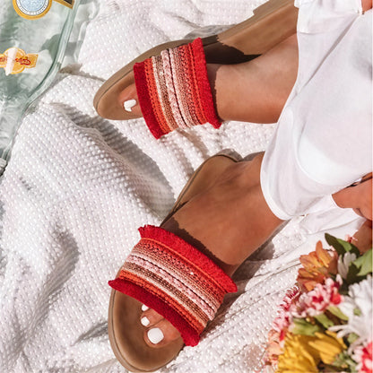 Ottavia – Sandali Slide con Perline e Frange Boho