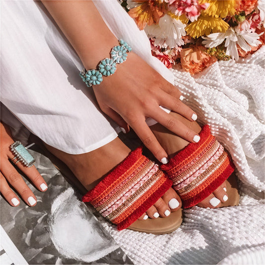 Ottavia – Sandali Slide con Perline e Frange Boho