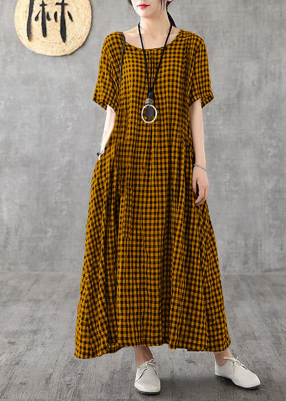 Giulia - Abito Patchwork Nero Plaid Estivo Elegante