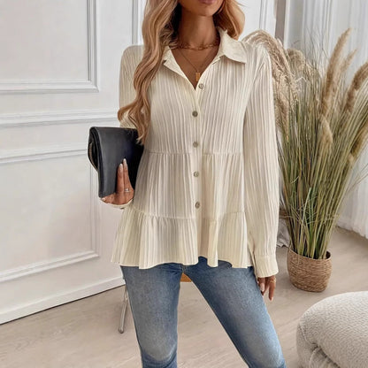 Fiorella - Camicia Pullover in Cotone a Maniche Lunghe