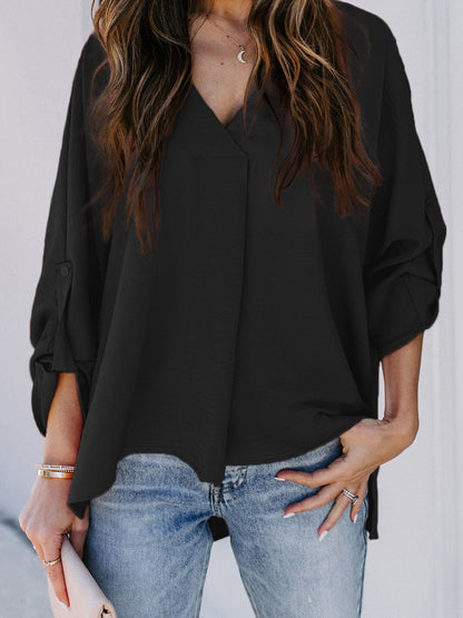 Letizia - Blusa Elegante Scollo V Maniche Lunghe Donna