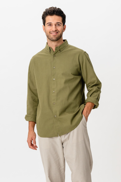 Regino - Camicia Uomo Verde Naturale Fresca Moderna