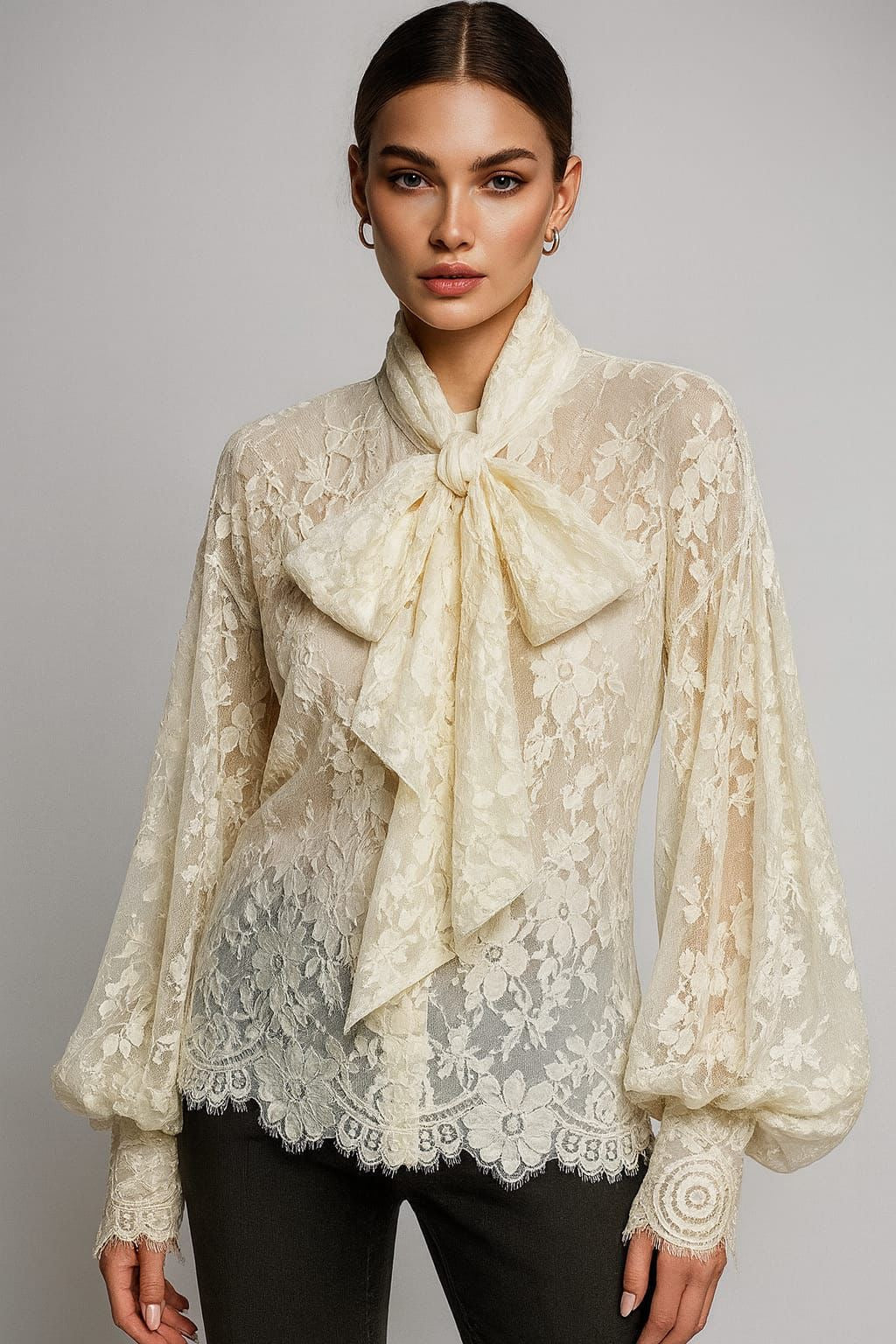 Fulvia - Blusa con Dettagli Pizzo Donna Romantica