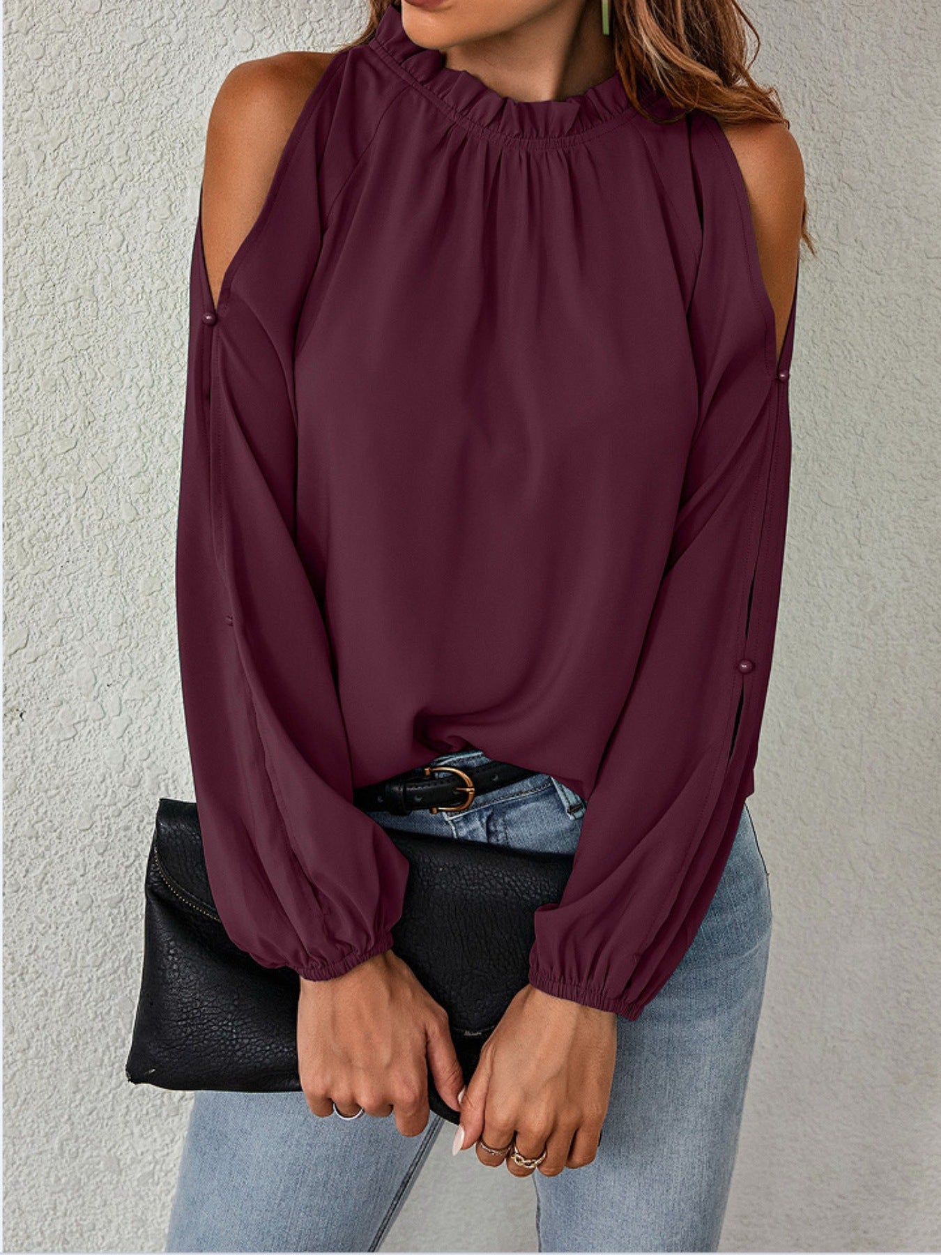 Miriam - Blusa Collo Volant Spalle Scoperte Donna Elegante