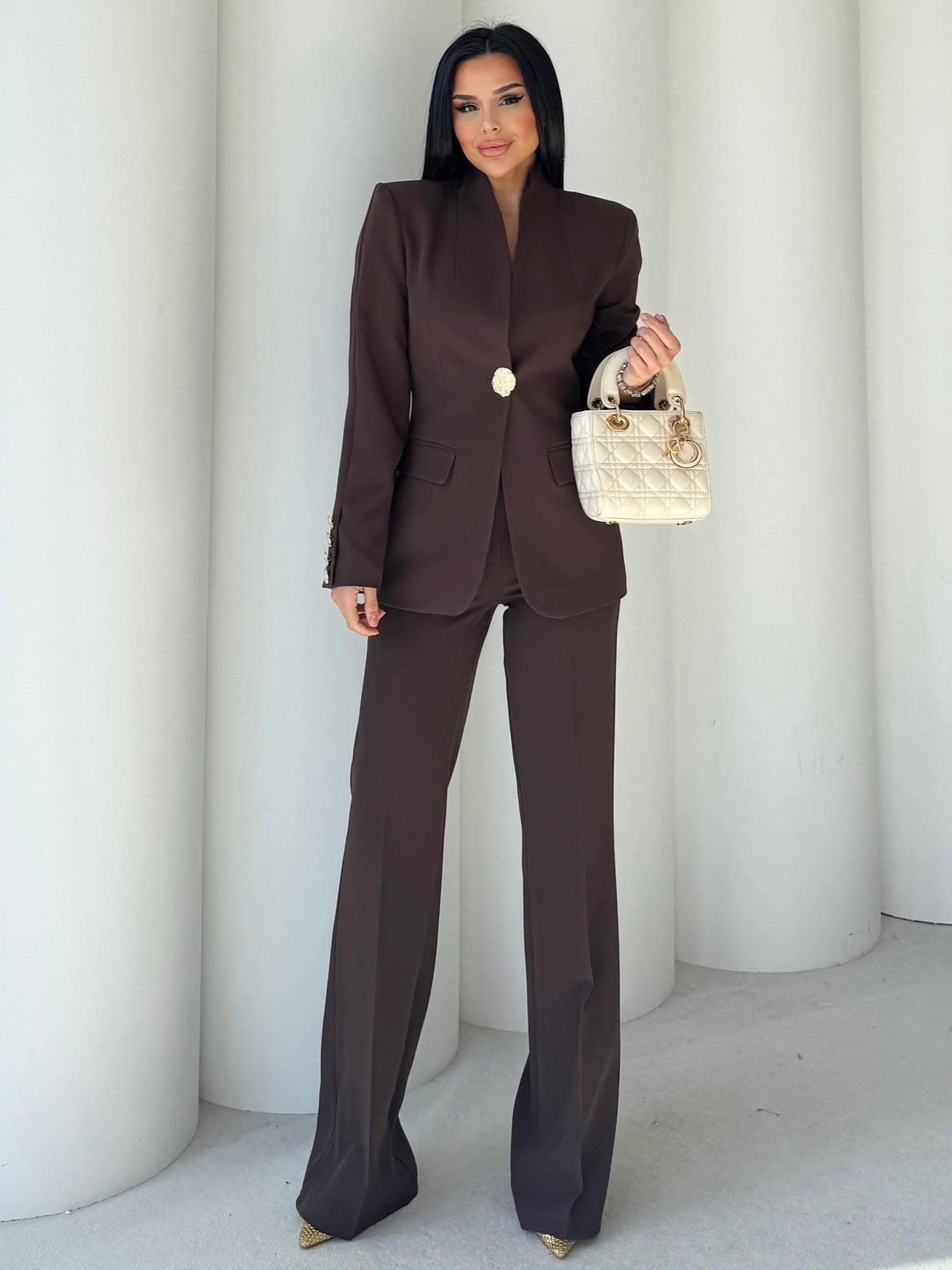 Honoria - Completo Giacca Pantalone Palazzo Bottoni Dorati