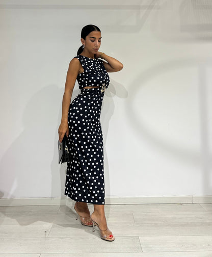Diamante - Abito Longuette a Pois Donna