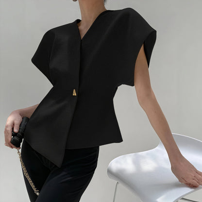Nicoletta – Top Elegante Con Dettaglio Nodo E Maniche Strutturate
