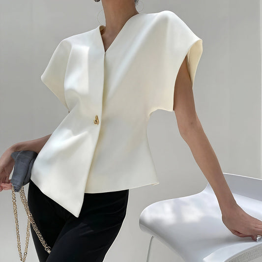 Nicoletta – Top Elegante Con Dettaglio Nodo E Maniche Strutturate