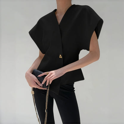 Nicoletta – Top Elegante Con Dettaglio Nodo E Maniche Strutturate
