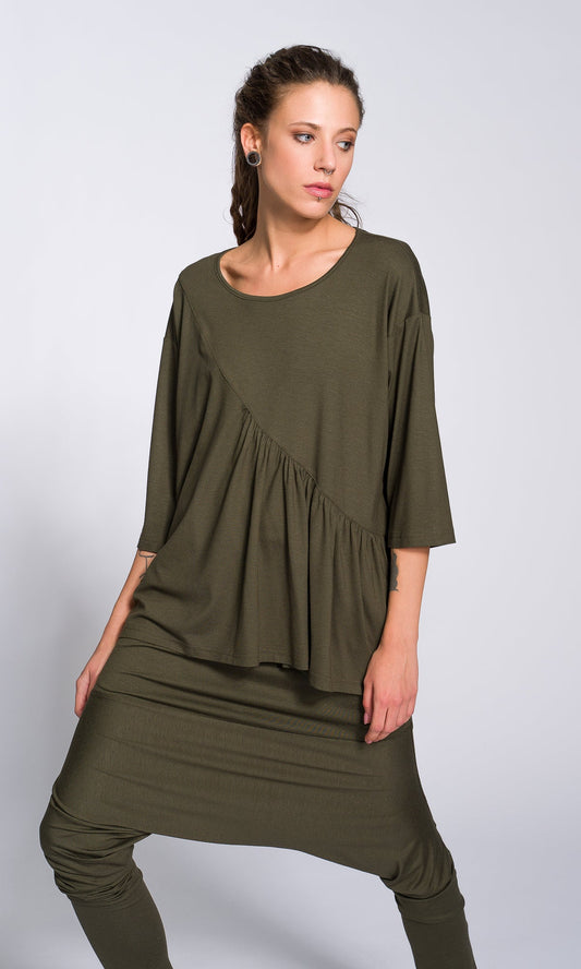 Quinara - Blusa Ampia Donna Arricciatura Frontale Moderna