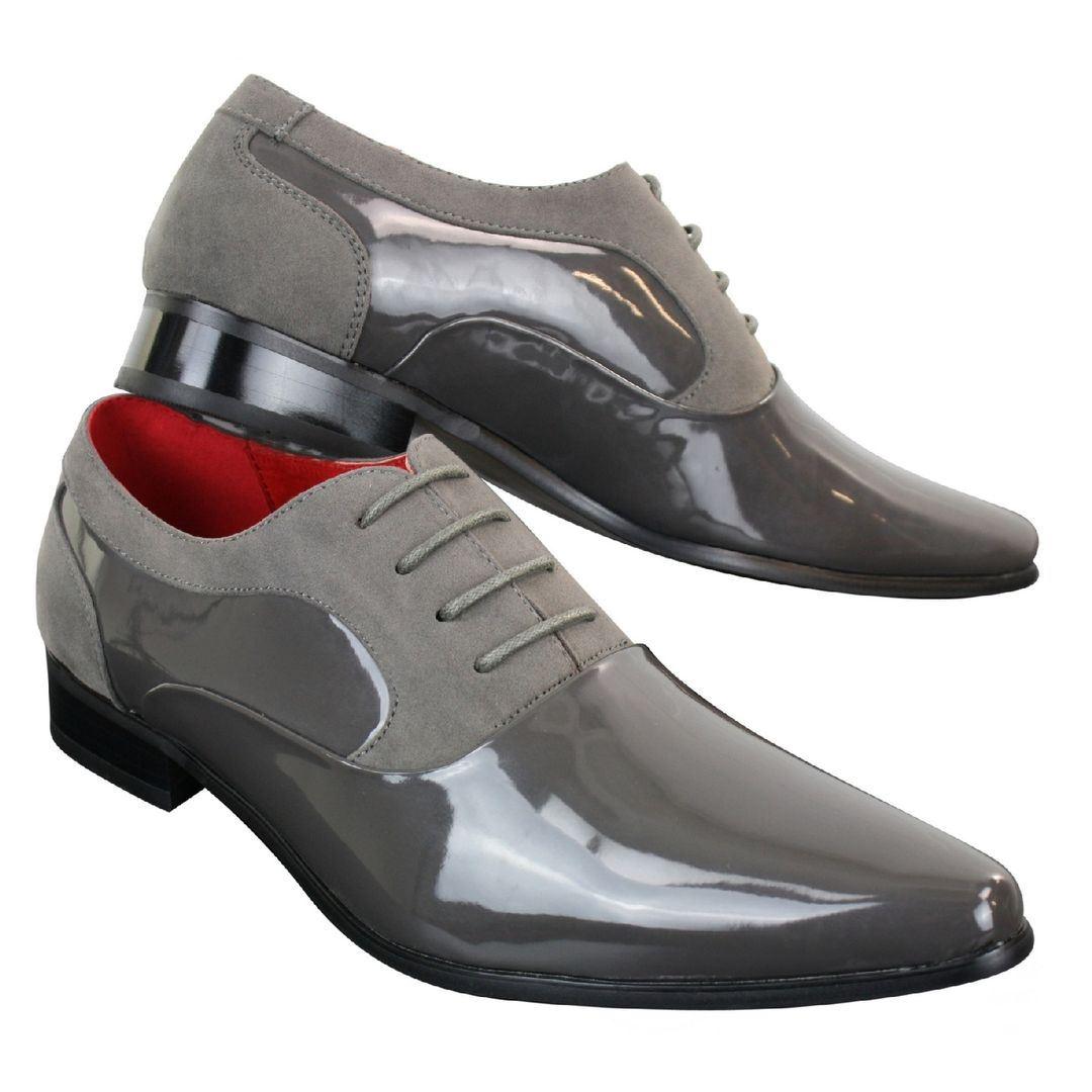 Marcello – Scarpe Uomo Vernice e Camoscio Lucido con Lacci Design Italiano