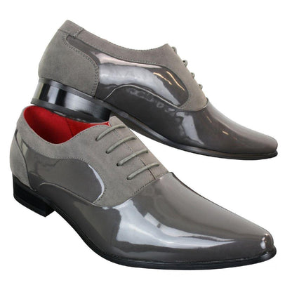 Marcello – Scarpe Uomo Vernice e Camoscio Lucido con Lacci Design Italiano