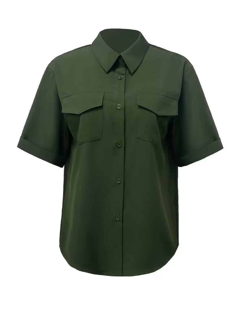 Natasha - Camicia Donna Maniche Corte Tasca Elegante