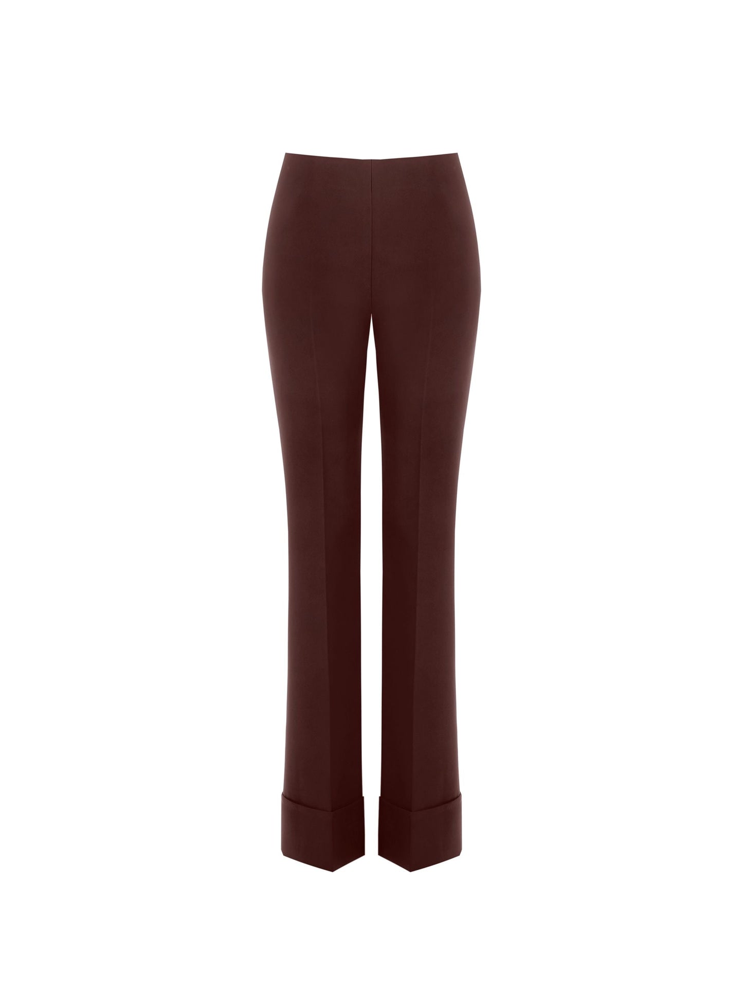 Quinella - Pantaloni Ampi Marrone Cioccolato Maxi Risvolto Donna