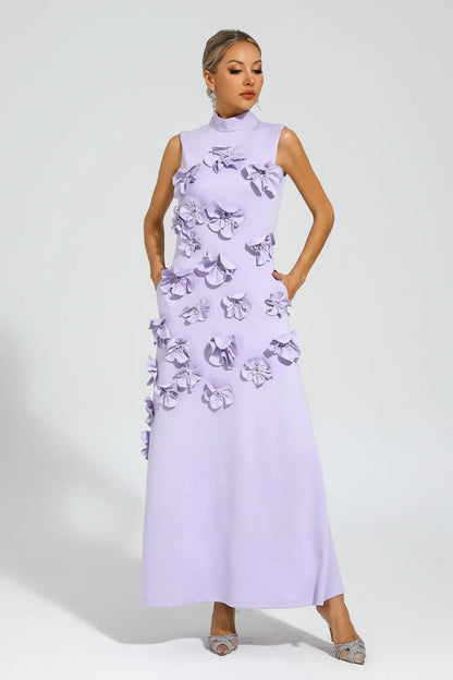 Quinora - Abito Maxi Senza Maniche Ricamo Floreale Donna