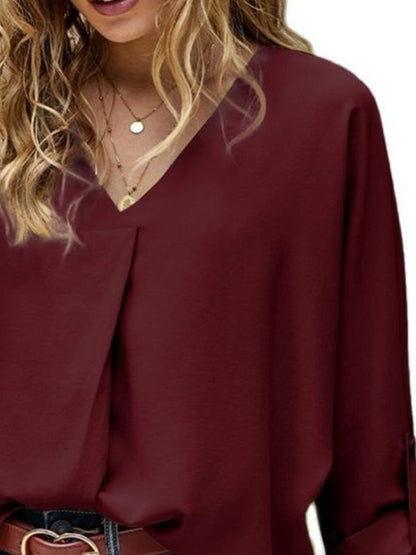 Letizia - Blusa Elegante Scollo V Maniche Lunghe Donna