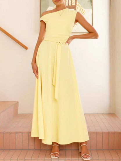 Mariangela - Maxi Dress Monospalla Laccio Vita Donna Elegante
