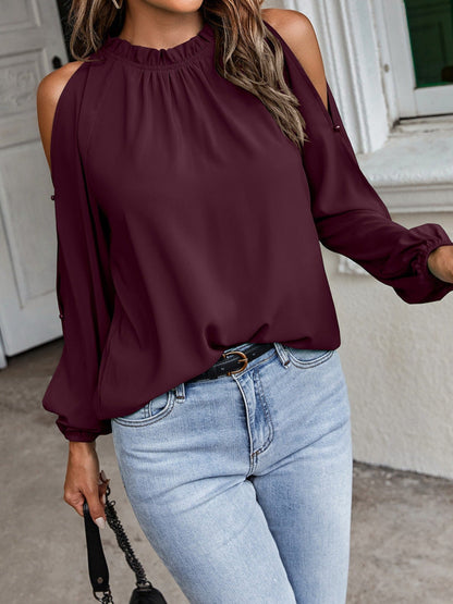 Miriam - Blusa Collo Volant Spalle Scoperte Donna Elegante