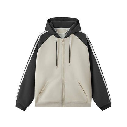 Matilde - Cardigan con Cappuccio Retro Americano con Zip