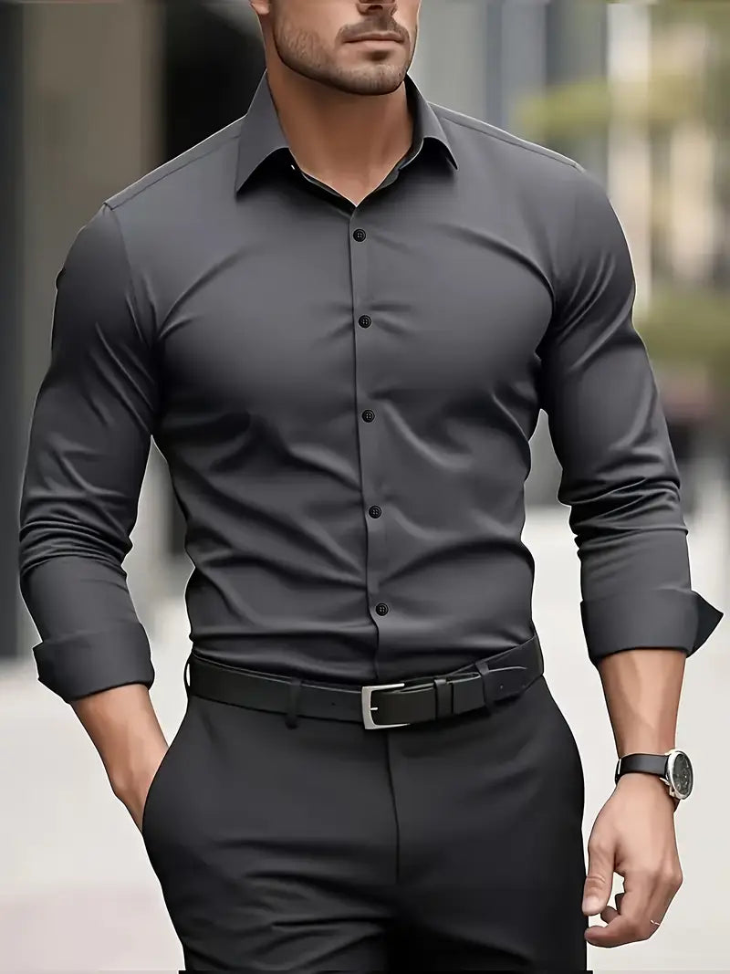 Giorgio – Camicia Da Uomo A Manica Lunga Slim Fit Traspirante