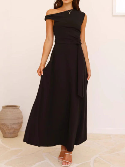Mariangela - Maxi Dress Monospalla Laccio Vita Donna Elegante