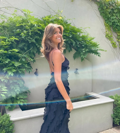Susanna – Abito Maxi A Balze Con Spalline Sottili E Vestibilità Ampia