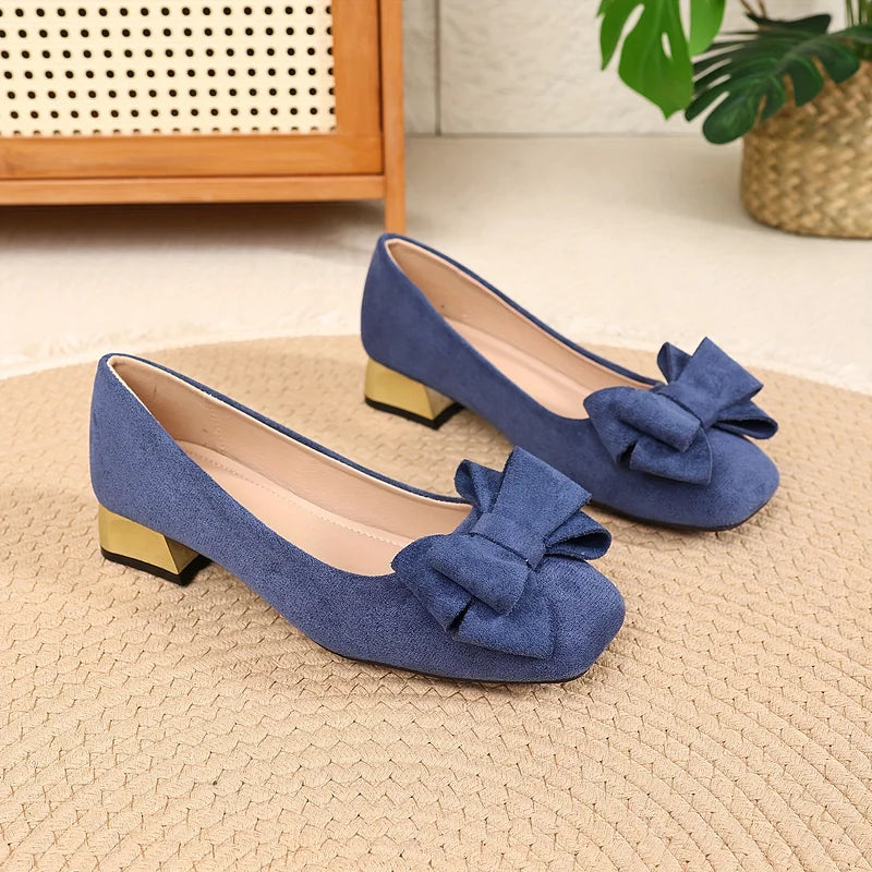 Laura - Pumps Tacco Basso Fiocco Eleganti Donna