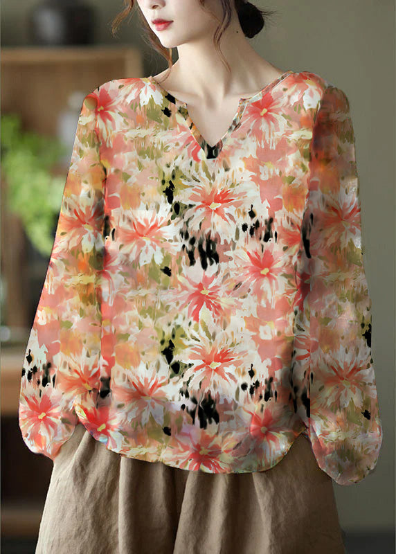 Matilde - Blusa Floreale Casual Autunnale Manica Lunga