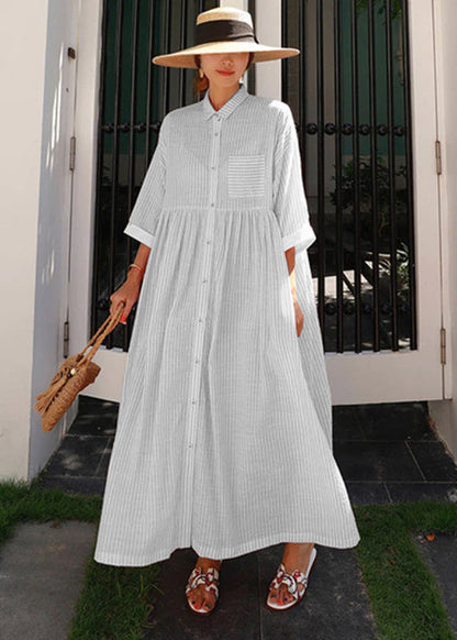 Smeralda - Vestito lungo boho rosa a righe donna