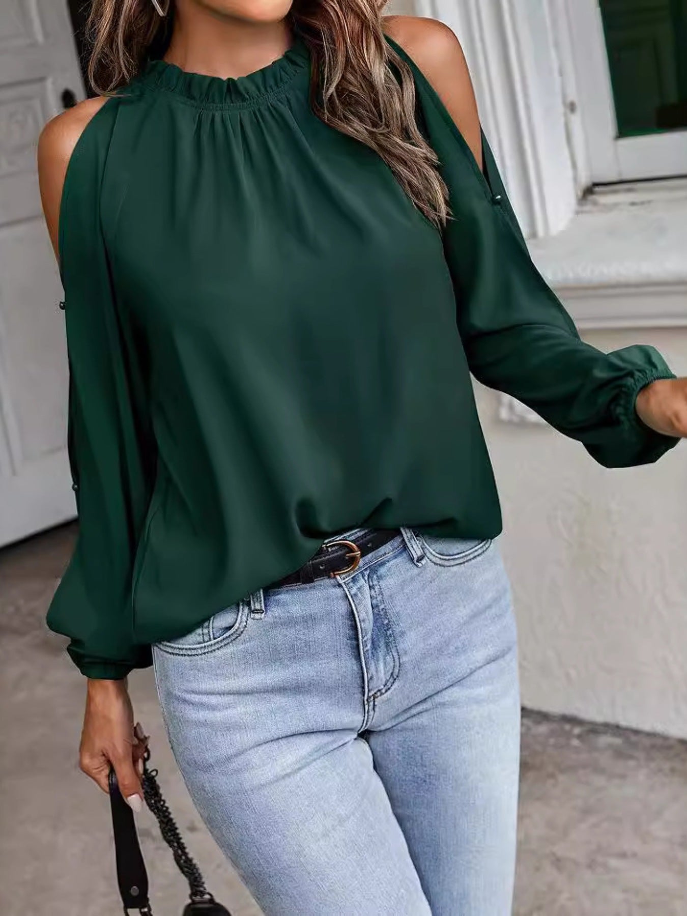 Miriam - Blusa Collo Volant Spalle Scoperte Donna Elegante