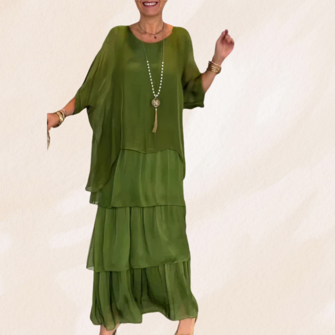 Jeannette – Vestito Maxi Donna con Collo Tondo Ampio