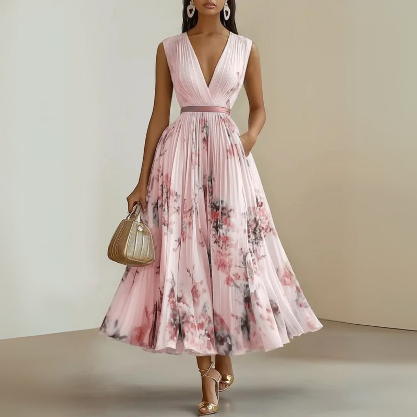Ippolita - Vestito donna maxi plissé senza maniche estate