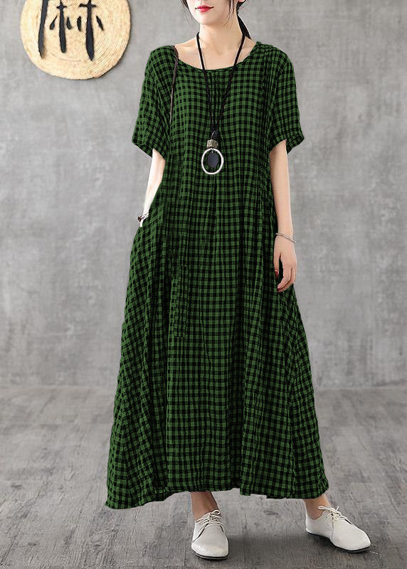 Giulia - Abito Patchwork Nero Plaid Estivo Elegante