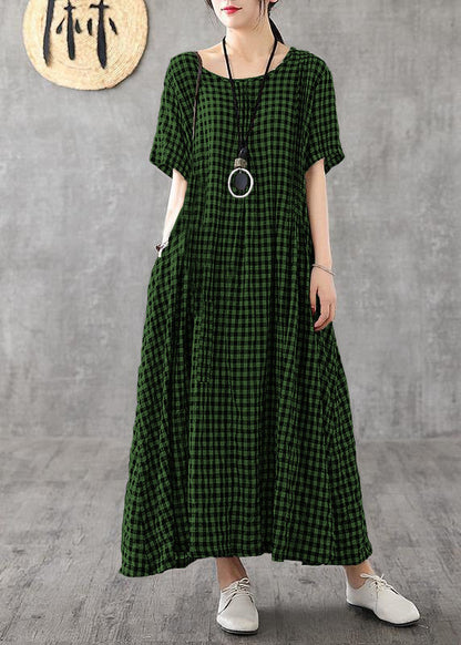 Giulia - Abito Patchwork Nero Plaid Estivo Elegante
