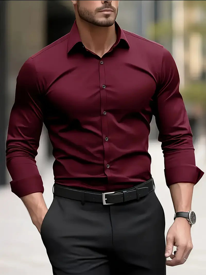 Giorgio – Camicia Da Uomo A Manica Lunga Slim Fit Traspirante