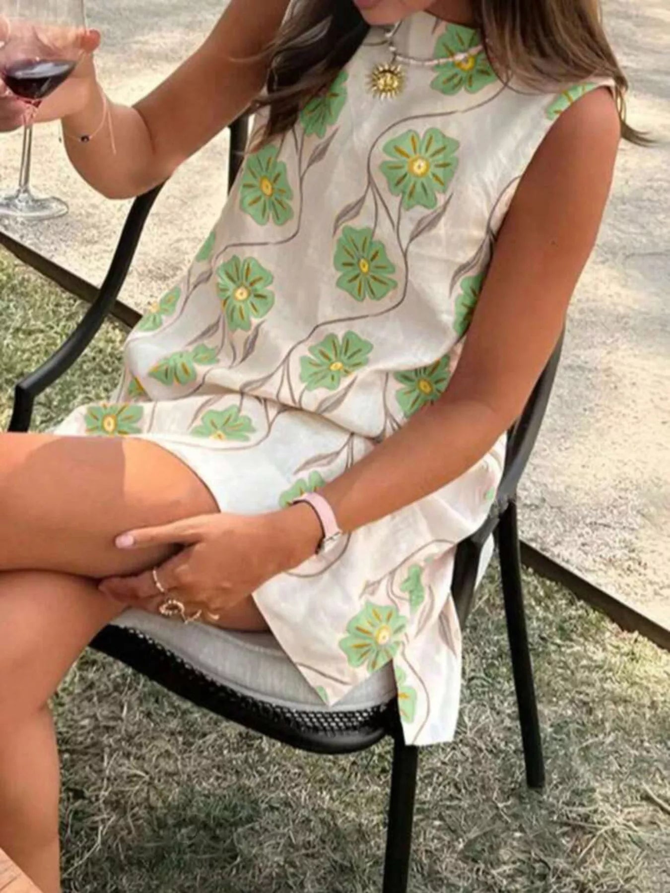 Morena - Abito Mini Floreale Senza Maniche Donna Estivo