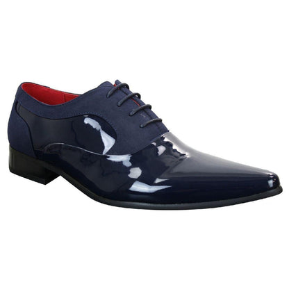 Marcello – Scarpe Uomo Vernice e Camoscio Lucido con Lacci Design Italiano