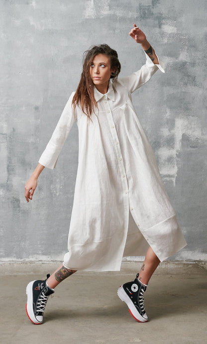 Quinara - Abito Camicia Cocoon Donna Naturale Fresco Moderno