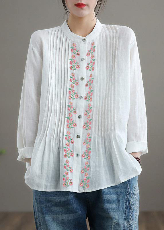 Teodora - Tunica Camicia Donna Bianca Ramie Naturale Moderna