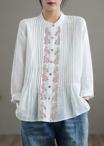 Teodora - Tunica Camicia Donna Bianca Ramie Naturale Moderna