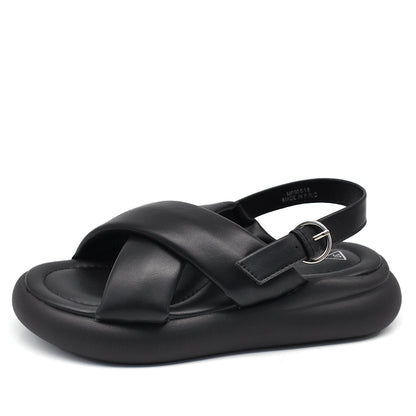 Agata – Sandali donna platform doppio fondo fasce incrociate