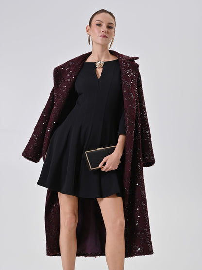 Quinara - Abito Nero a Ruota Donna Elegante Femminile Moderno